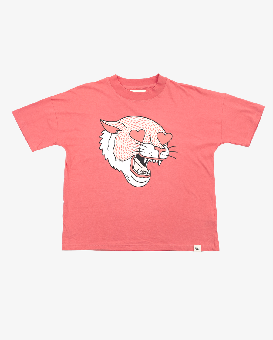 THE GIRL CLUB |  Coral Leopard Heart Relaxed Tee