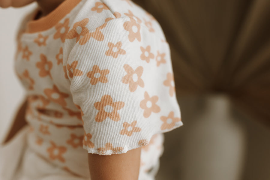Apricot Wild Flower Ribbed Tee