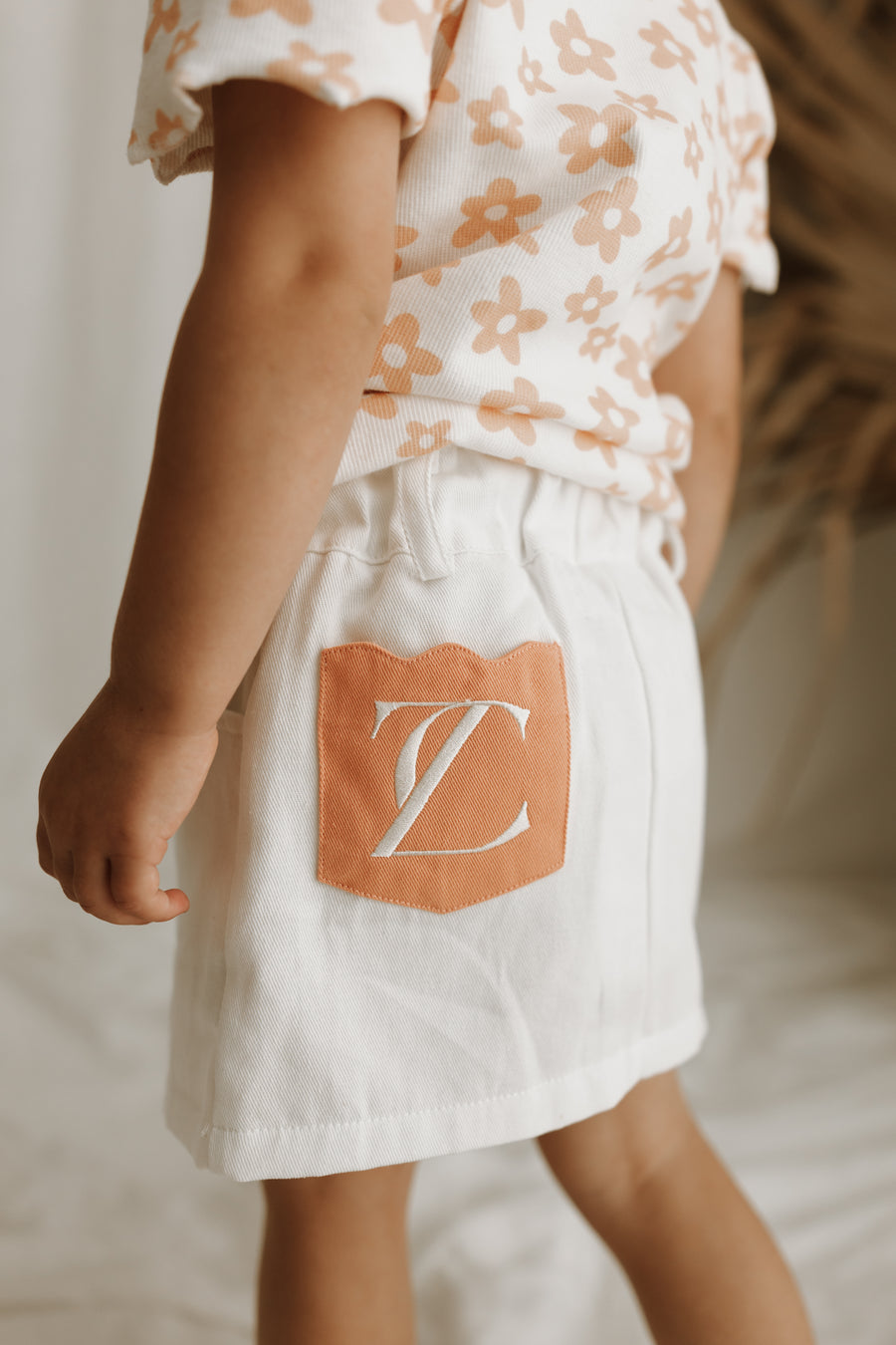 Apricot-Milk White Demin Skirt