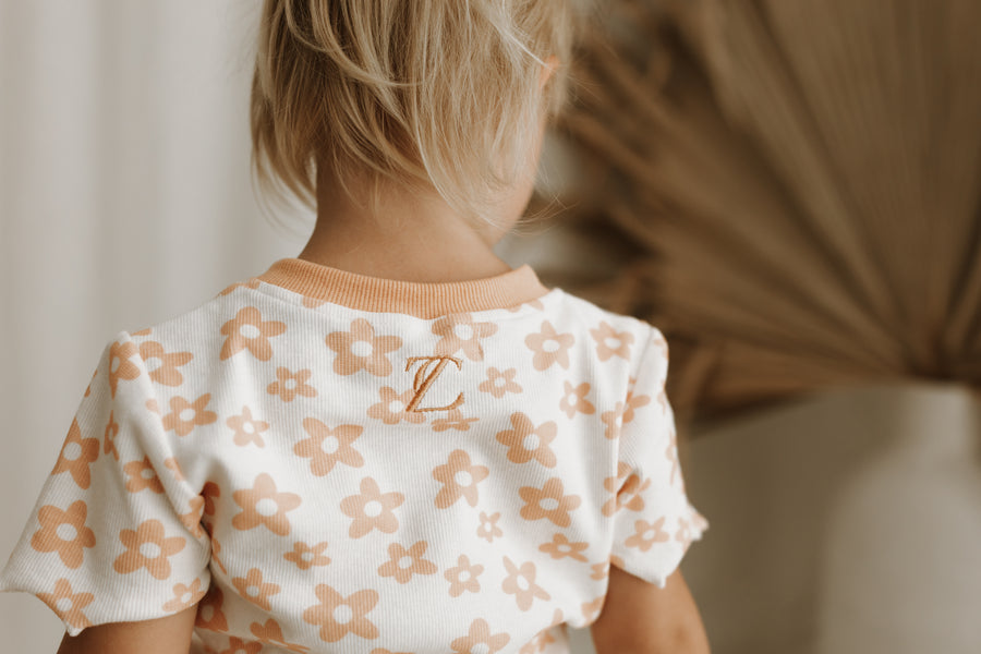 Apricot Wild Flower Ribbed Tee