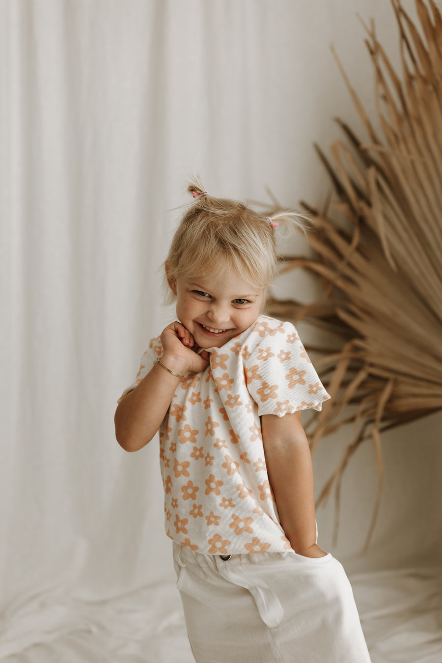Apricot-Milk White Demin Skirt