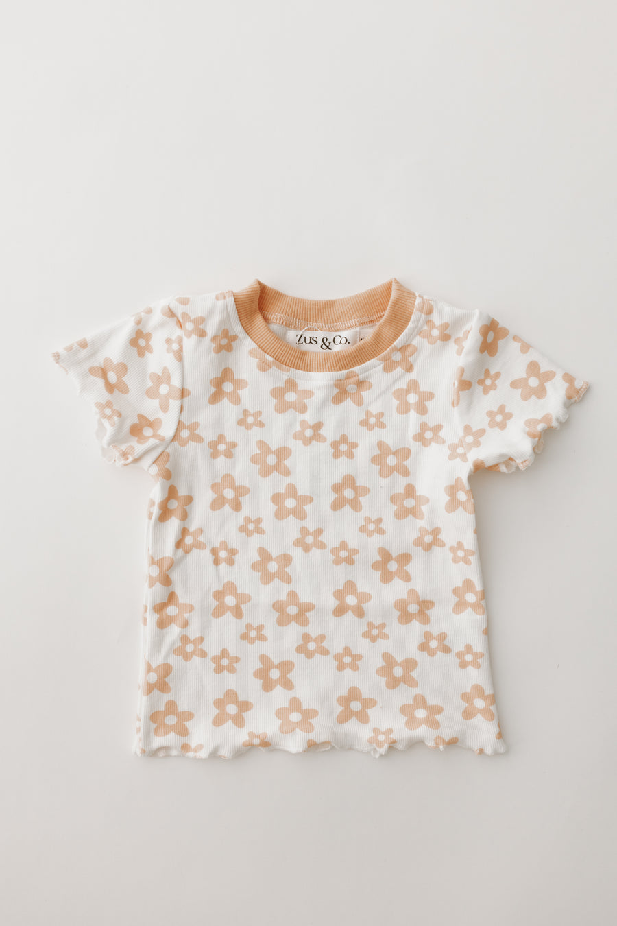 Apricot Wild Flower Ribbed Tee