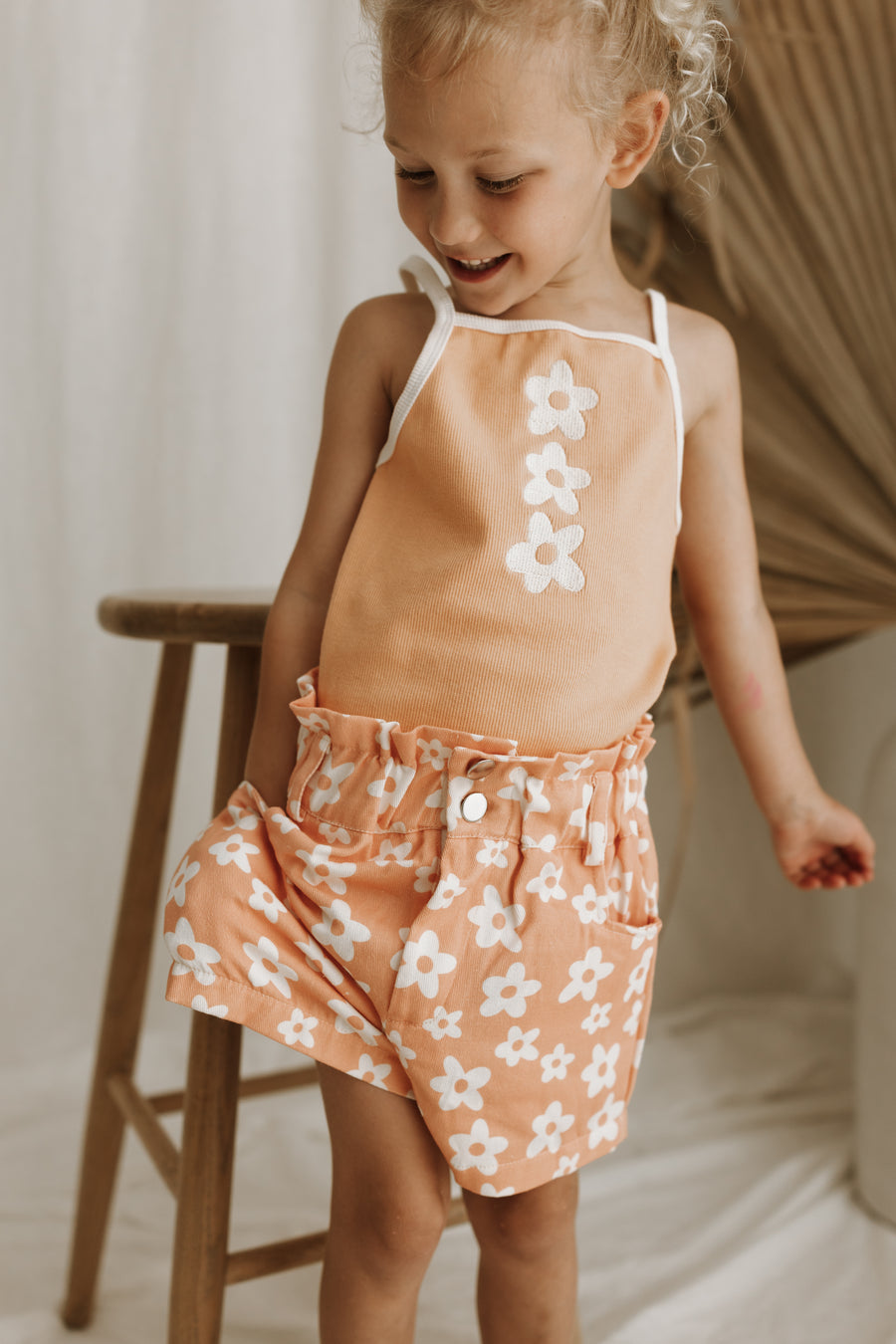 Apricot Wild Flower Girls Shorts