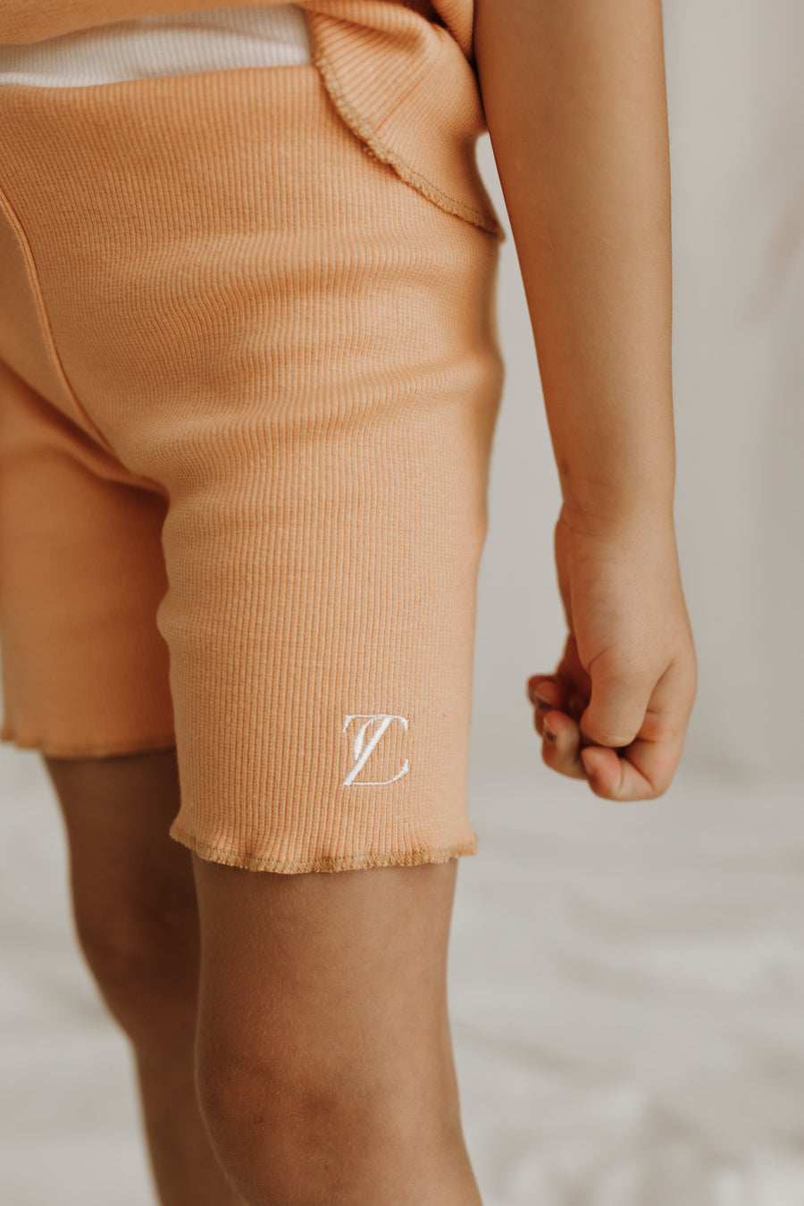 Apricot Ribbed shorts