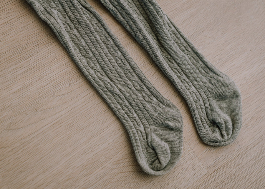 Winter Ribbed Grey Tights